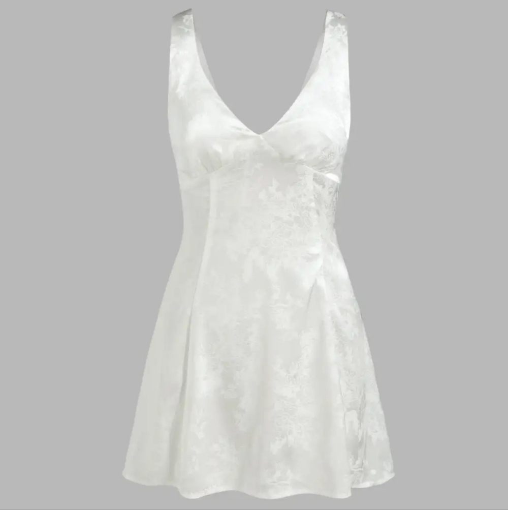 White Satin Tie-back Mini Dress